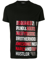 T-shirt à col rond imprimé noir DSQUARED2