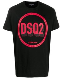 T-shirt à col rond imprimé noir DSQUARED2