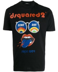 T-shirt à col rond imprimé noir DSQUARED2