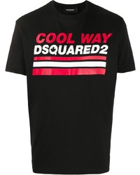 T-shirt à col rond imprimé noir DSQUARED2