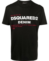 T-shirt à col rond imprimé noir DSQUARED2