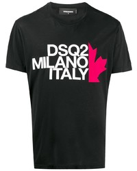 T-shirt à col rond imprimé noir DSQUARED2