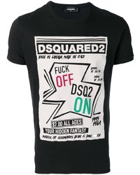 T-shirt à col rond imprimé noir DSQUARED2