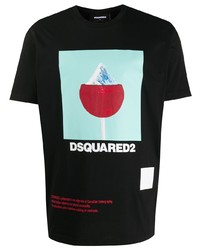 T-shirt à col rond imprimé noir DSQUARED2