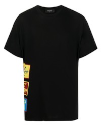 T-shirt à col rond imprimé noir DSQUARED2