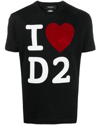 T-shirt à col rond imprimé noir DSQUARED2