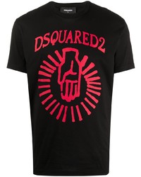 T-shirt à col rond imprimé noir DSQUARED2