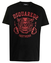 T-shirt à col rond imprimé noir DSQUARED2