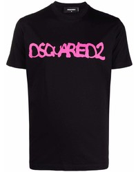 T-shirt à col rond imprimé noir DSQUARED2