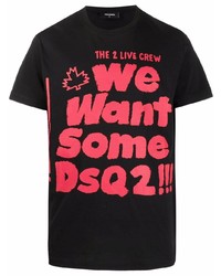 T-shirt à col rond imprimé noir DSQUARED2