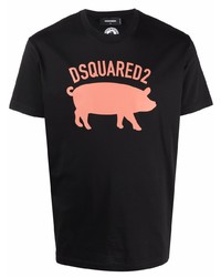 T-shirt à col rond imprimé noir DSQUARED2