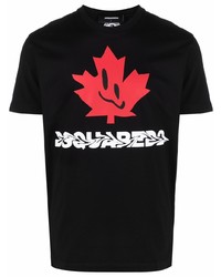 T-shirt à col rond imprimé noir DSQUARED2