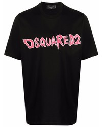 T-shirt à col rond imprimé noir DSQUARED2