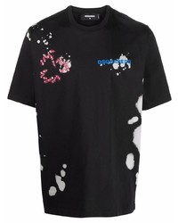 T-shirt à col rond imprimé noir DSQUARED2