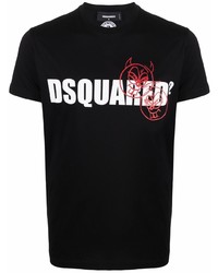 T-shirt à col rond imprimé noir DSQUARED2