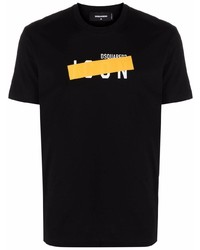 T-shirt à col rond imprimé noir DSQUARED2