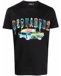 T-shirt à col rond imprimé noir DSQUARED2