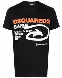 T-shirt à col rond imprimé noir DSQUARED2