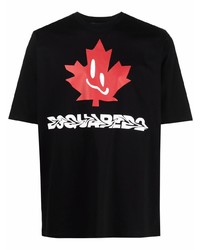 T-shirt à col rond imprimé noir DSQUARED2