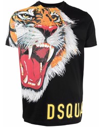 T-shirt à col rond imprimé noir DSQUARED2