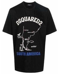 T-shirt à col rond imprimé noir DSQUARED2