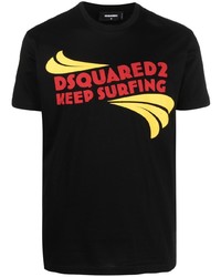 T-shirt à col rond imprimé noir DSQUARED2