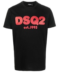 T-shirt à col rond imprimé noir DSQUARED2