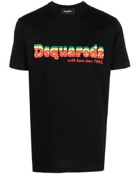 T-shirt à col rond imprimé noir DSQUARED2