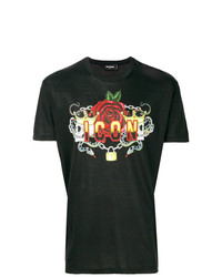 T-shirt à col rond imprimé noir DSQUARED2