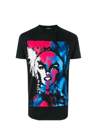 T-shirt à col rond imprimé noir DSQUARED2