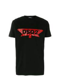 T-shirt à col rond imprimé noir DSQUARED2