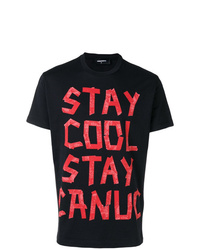 T-shirt à col rond imprimé noir DSQUARED2