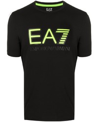 T-shirt à col rond imprimé noir Ea7 Emporio Armani