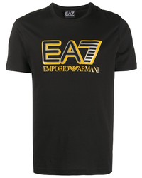 T-shirt à col rond imprimé noir Ea7 Emporio Armani