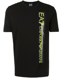 T-shirt à col rond imprimé noir Ea7 Emporio Armani