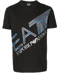 T-shirt à col rond imprimé noir Ea7 Emporio Armani