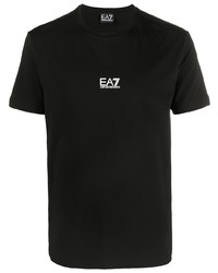 T-shirt à col rond imprimé noir Ea7 Emporio Armani