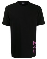 T-shirt à col rond imprimé noir Ea7 Emporio Armani