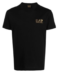 T-shirt à col rond imprimé noir Ea7 Emporio Armani