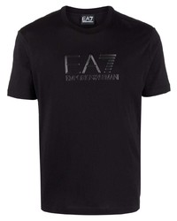 T-shirt à col rond imprimé noir Ea7 Emporio Armani