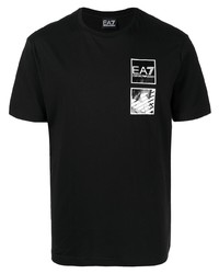 T-shirt à col rond imprimé noir Ea7 Emporio Armani