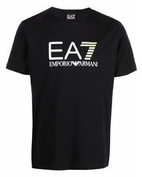 T-shirt à col rond imprimé noir Ea7 Emporio Armani