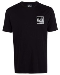 T-shirt à col rond imprimé noir Ea7 Emporio Armani