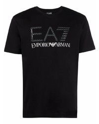 T-shirt à col rond imprimé noir Ea7 Emporio Armani