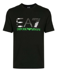 T-shirt à col rond imprimé noir Ea7 Emporio Armani