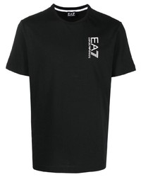 T-shirt à col rond imprimé noir Ea7 Emporio Armani