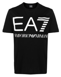 T-shirt à col rond imprimé noir Ea7 Emporio Armani