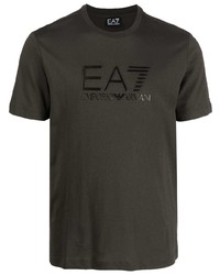 T-shirt à col rond imprimé noir Ea7 Emporio Armani
