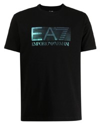 T-shirt à col rond imprimé noir Ea7 Emporio Armani