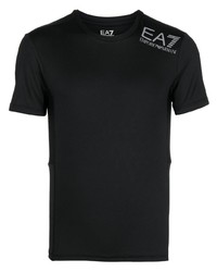 T-shirt à col rond imprimé noir Ea7 Emporio Armani